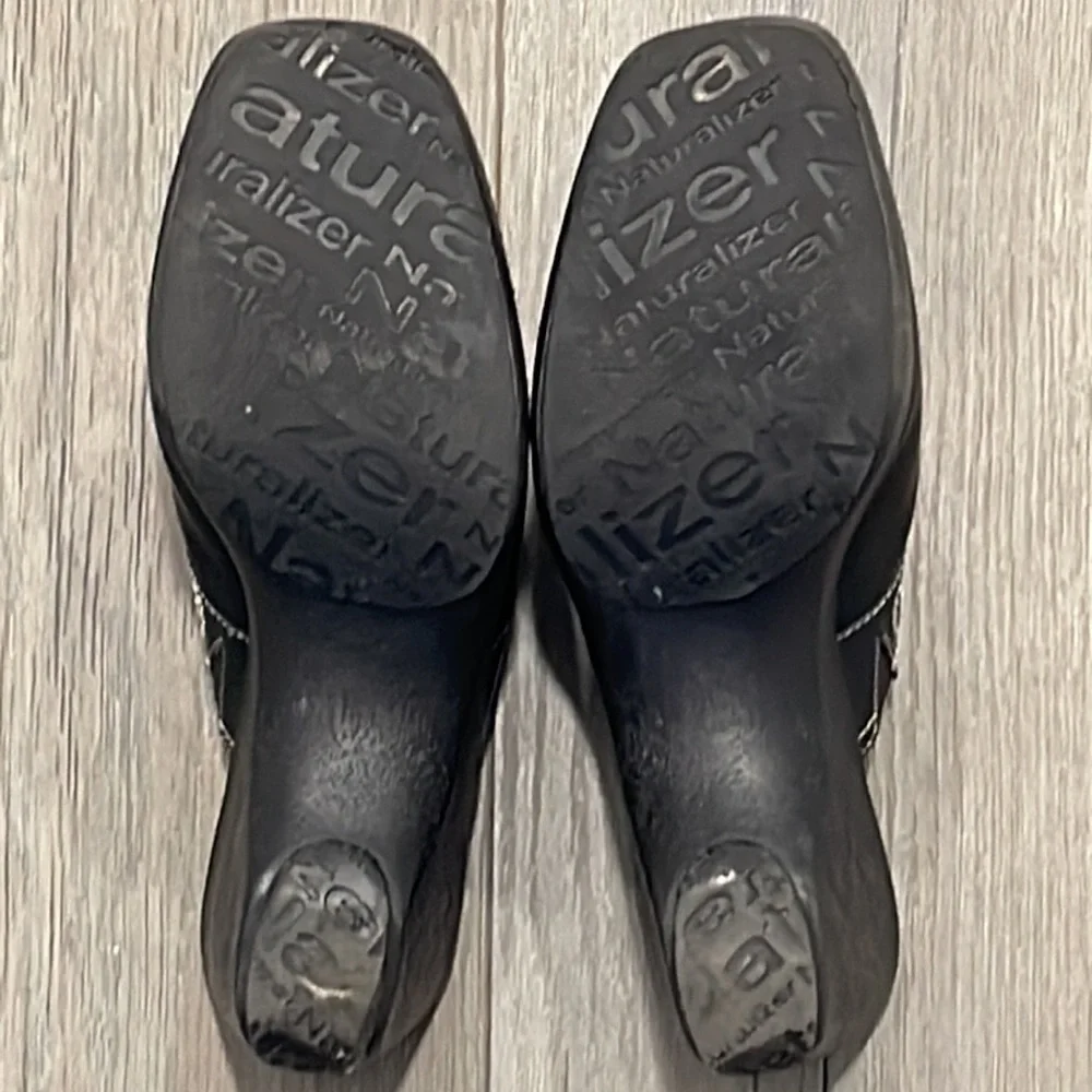 Naturalizer Black Rubber Sole Clogs-9 - Picture 5 of 5